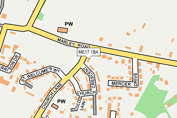 ME17 1BA map - OS OpenMap – Local (Ordnance Survey) ME17 1BA map - OS OpenMap – Local (Ordnance Survey)