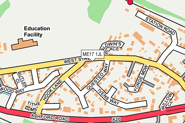 ME17 1JL map - OS OpenMap – Local (Ordnance Survey) ME17 1JL map - OS OpenMap – Local (Ordnance Survey)