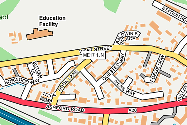 ME17 1JN map - OS OpenMap – Local (Ordnance Survey) ME17 1JN map - OS OpenMap – Local (Ordnance Survey)