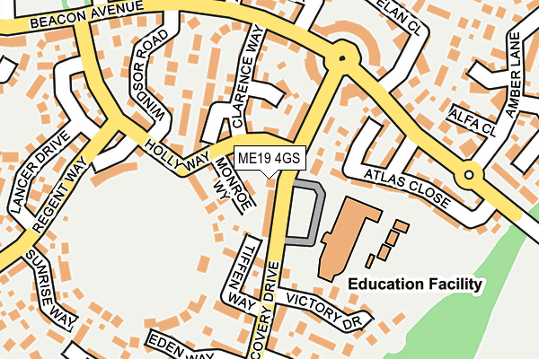 ME19 4GS map - OS OpenMap – Local (Ordnance Survey) ME19 4GS map - OS OpenMap – Local (Ordnance Survey)