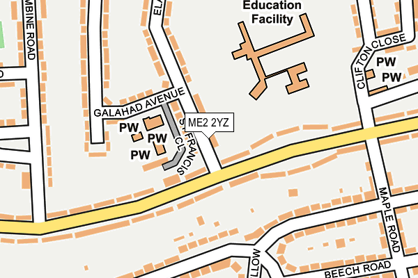 ME2 2YZ map - OS OpenMap – Local (Ordnance Survey) ME2 2YZ map - OS OpenMap – Local (Ordnance Survey)