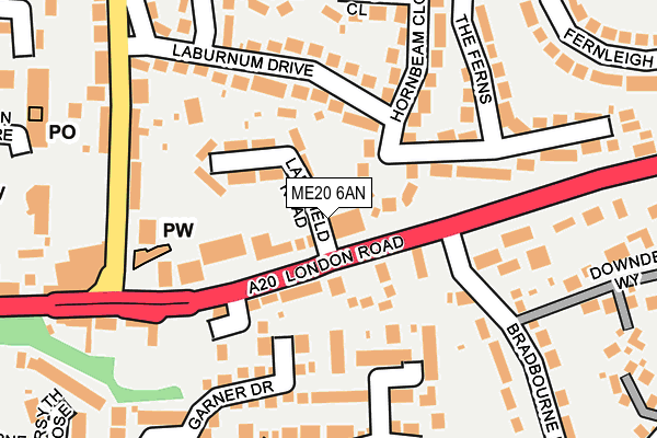 ME20 6AN map - OS OpenMap – Local (Ordnance Survey) ME20 6AN map - OS OpenMap – Local (Ordnance Survey)