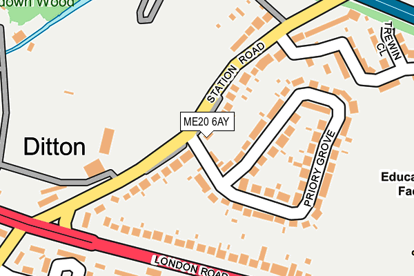 ME20 6AY map - OS OpenMap – Local (Ordnance Survey) ME20 6AY map - OS OpenMap – Local (Ordnance Survey)
