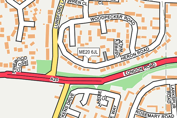ME20 6JL map - OS OpenMap – Local (Ordnance Survey) ME20 6JL map - OS OpenMap – Local (Ordnance Survey)