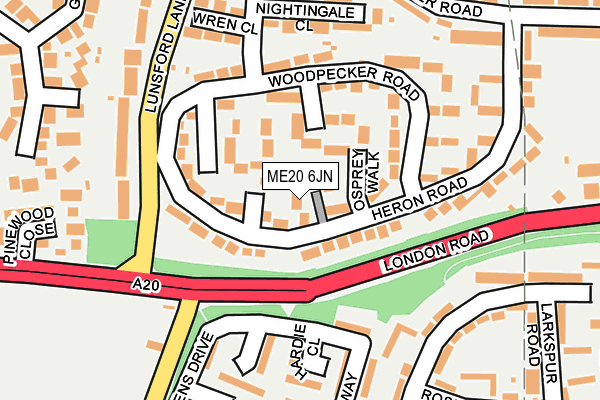 ME20 6JN map - OS OpenMap – Local (Ordnance Survey) ME20 6JN map - OS OpenMap – Local (Ordnance Survey)
