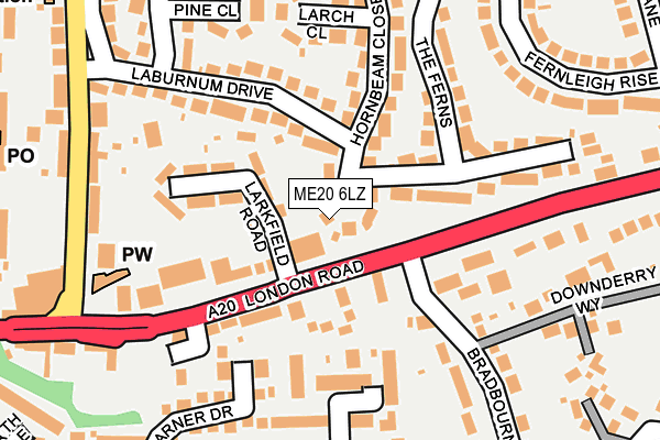 ME20 6LZ map - OS OpenMap – Local (Ordnance Survey) ME20 6LZ map - OS OpenMap – Local (Ordnance Survey)