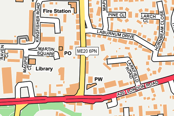ME20 6PN map - OS OpenMap – Local (Ordnance Survey) ME20 6PN map - OS OpenMap – Local (Ordnance Survey)
