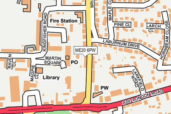 ME20 6PW map - OS OpenMap – Local (Ordnance Survey) ME20 6PW map - OS OpenMap – Local (Ordnance Survey)