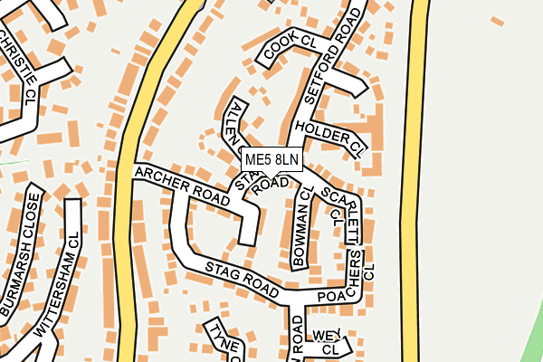 ME5 8LN map - OS OpenMap – Local (Ordnance Survey) ME5 8LN map - OS OpenMap – Local (Ordnance Survey)