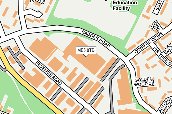 ME5 8TD map - OS OpenMap – Local (Ordnance Survey) ME5 8TD map - OS OpenMap – Local (Ordnance Survey)