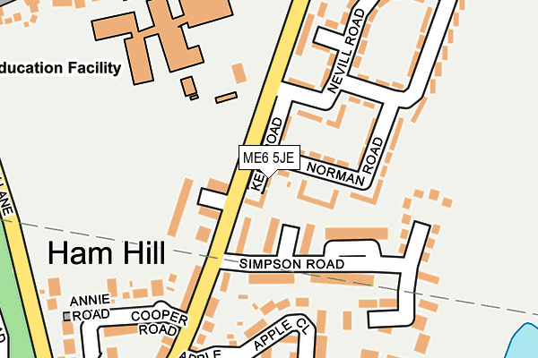 ME6 5JE map - OS OpenMap – Local (Ordnance Survey) ME6 5JE map - OS OpenMap – Local (Ordnance Survey)