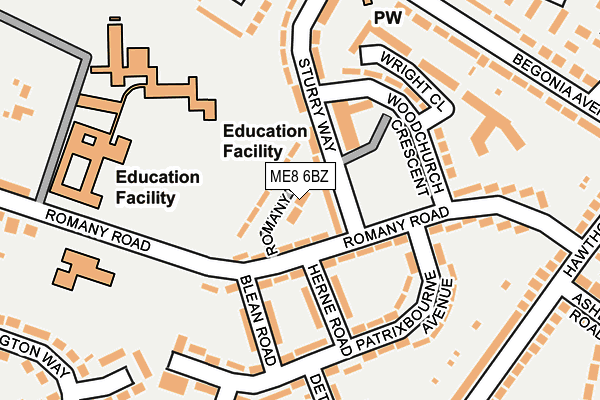ME8 6BZ map - OS OpenMap – Local (Ordnance Survey) ME8 6BZ map - OS OpenMap – Local (Ordnance Survey)