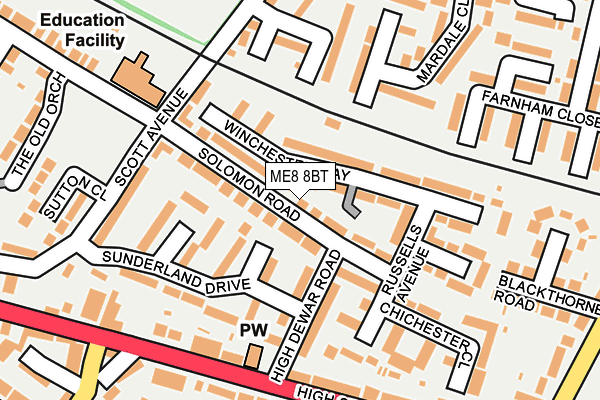 ME8 8BT map - OS OpenMap – Local (Ordnance Survey) ME8 8BT map - OS OpenMap – Local (Ordnance Survey)