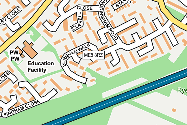 ME8 8RZ map - OS OpenMap – Local (Ordnance Survey) ME8 8RZ map - OS OpenMap – Local (Ordnance Survey)