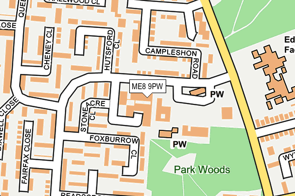 ME8 9PW map - OS OpenMap – Local (Ordnance Survey) ME8 9PW map - OS OpenMap – Local (Ordnance Survey)