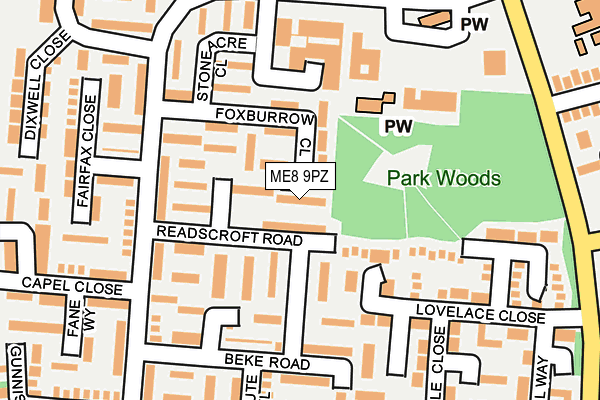 ME8 9PZ map - OS OpenMap – Local (Ordnance Survey) ME8 9PZ map - OS OpenMap – Local (Ordnance Survey)