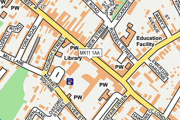 MK11 1AA map - OS OpenMap – Local (Ordnance Survey)