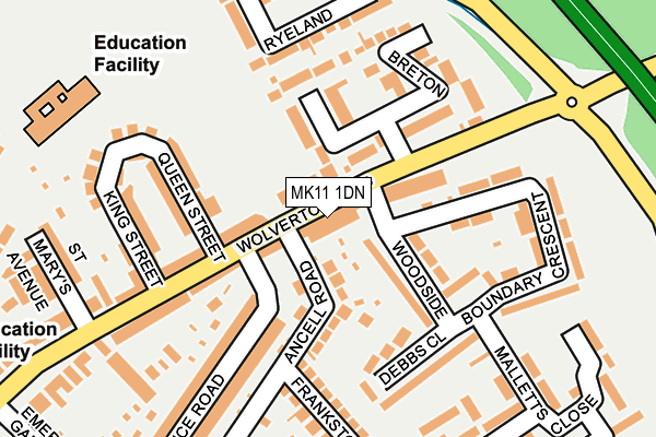 MK11 1DN map - OS OpenMap – Local (Ordnance Survey) MK11 1DN map - OS OpenMap – Local (Ordnance Survey)