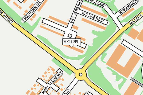 MK11 2BL map - OS OpenMap – Local (Ordnance Survey)