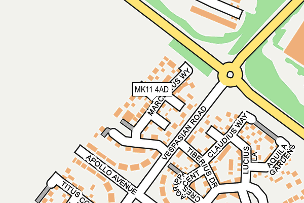 MK11 4AD map - OS OpenMap – Local (Ordnance Survey) MK11 4AD map - OS OpenMap – Local (Ordnance Survey)