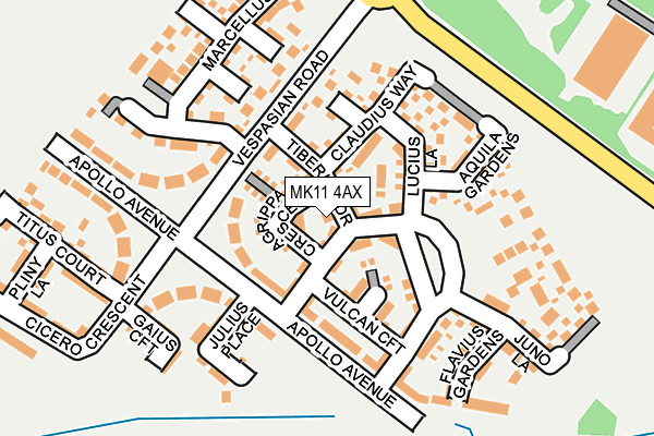 MK11 4AX map - OS OpenMap – Local (Ordnance Survey) MK11 4AX map - OS OpenMap – Local (Ordnance Survey)