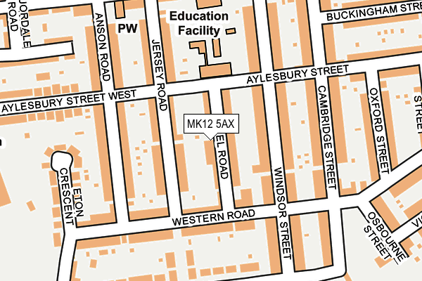 MK12 5AX map - OS OpenMap – Local (Ordnance Survey)