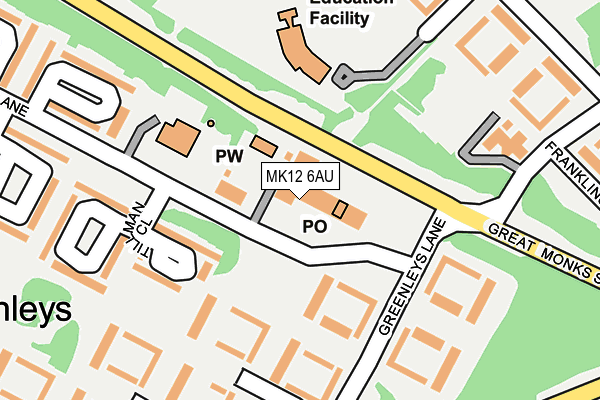 MK12 6AU map - OS OpenMap – Local (Ordnance Survey) MK12 6AU map - OS OpenMap – Local (Ordnance Survey)