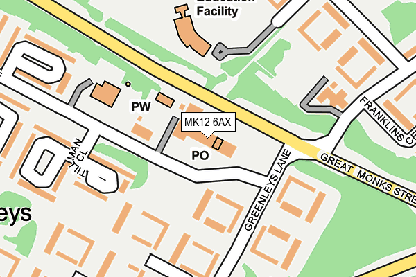 MK12 6AX map - OS OpenMap – Local (Ordnance Survey) MK12 6AX map - OS OpenMap – Local (Ordnance Survey)