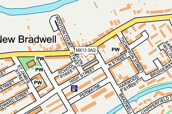 MK13 0AQ map - OS OpenMap – Local (Ordnance Survey)