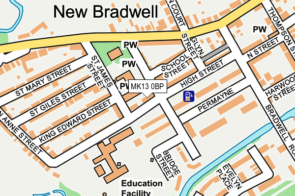 MK13 0BP map - OS OpenMap – Local (Ordnance Survey) MK13 0BP map - OS OpenMap – Local (Ordnance Survey)