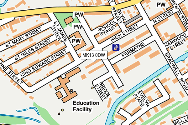 MK13 0DW map - OS OpenMap – Local (Ordnance Survey) MK13 0DW map - OS OpenMap – Local (Ordnance Survey)