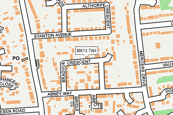 MK13 7AH map - OS OpenMap – Local (Ordnance Survey) MK13 7AH map - OS OpenMap – Local (Ordnance Survey)