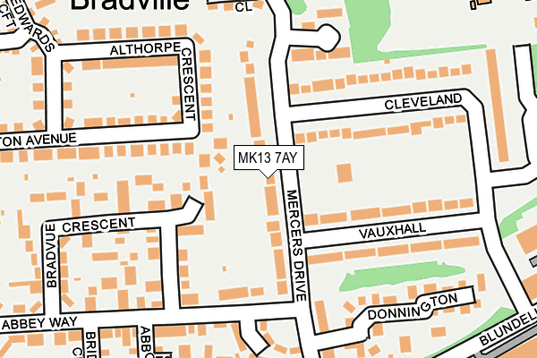 MK13 7AY map - OS OpenMap – Local (Ordnance Survey) MK13 7AY map - OS OpenMap – Local (Ordnance Survey)