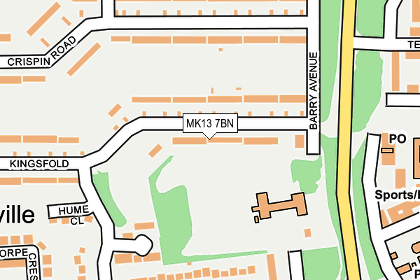 MK13 7BN map - OS OpenMap – Local (Ordnance Survey) MK13 7BN map - OS OpenMap – Local (Ordnance Survey)