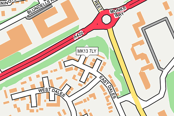 MK13 7LY map - OS OpenMap – Local (Ordnance Survey) MK13 7LY map - OS OpenMap – Local (Ordnance Survey)