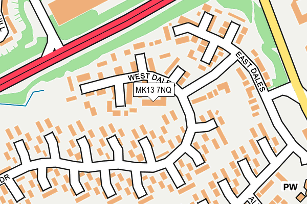 MK13 7NQ map - OS OpenMap – Local (Ordnance Survey)