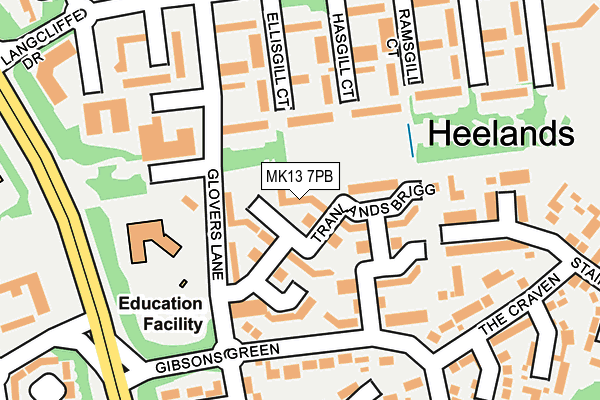 MK13 7PB map - OS OpenMap – Local (Ordnance Survey)