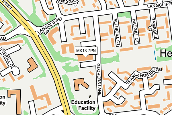MK13 7PN map - OS OpenMap – Local (Ordnance Survey) MK13 7PN map - OS OpenMap – Local (Ordnance Survey)
