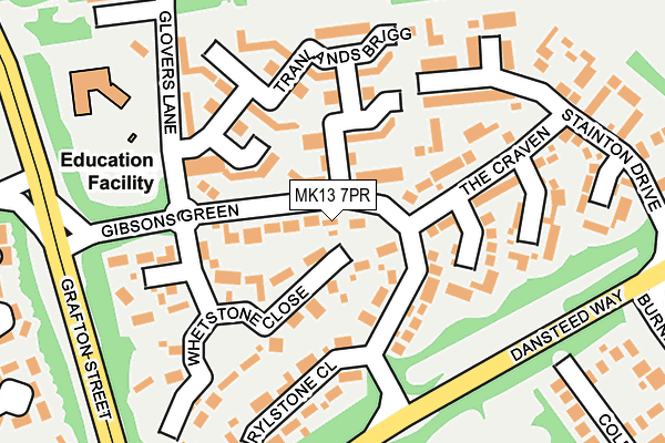 MK13 7PR map - OS OpenMap – Local (Ordnance Survey)