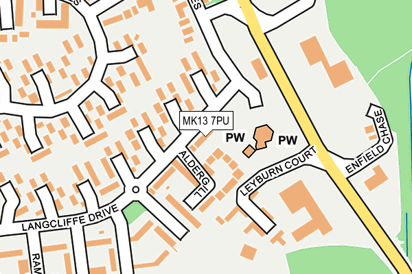 MK13 7PU map - OS OpenMap – Local (Ordnance Survey)
