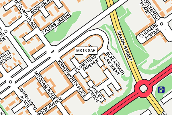 MK13 8AE map - OS OpenMap – Local (Ordnance Survey) MK13 8AE map - OS OpenMap – Local (Ordnance Survey)