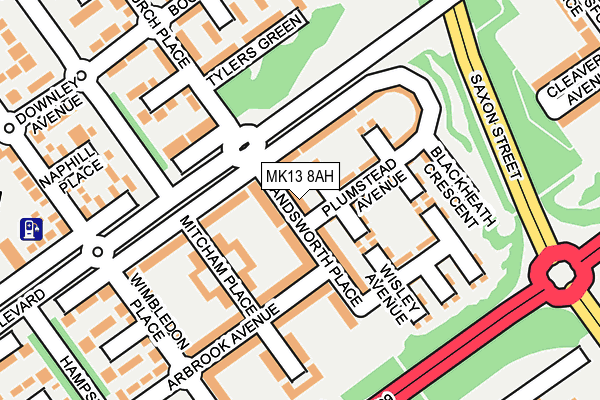 MK13 8AH map - OS OpenMap – Local (Ordnance Survey) MK13 8AH map - OS OpenMap – Local (Ordnance Survey)