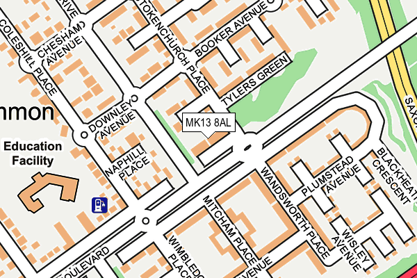 MK13 8AL map - OS OpenMap – Local (Ordnance Survey)