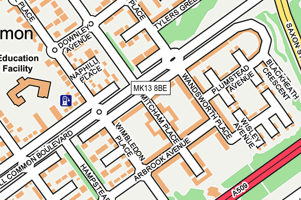 MK13 8BE map - OS OpenMap – Local (Ordnance Survey)