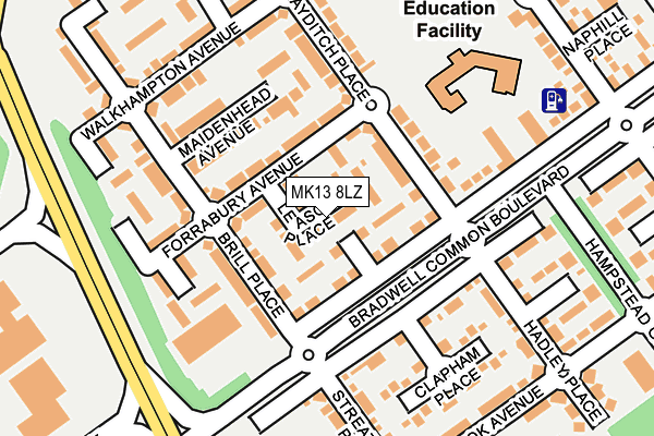 MK13 8LZ map - OS OpenMap – Local (Ordnance Survey) MK13 8LZ map - OS OpenMap – Local (Ordnance Survey)