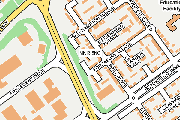 MK13 8NQ map - OS OpenMap – Local (Ordnance Survey)