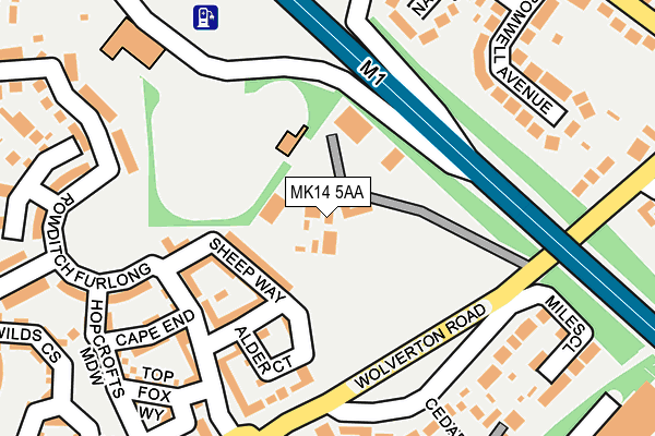 MK14 5AA map - OS OpenMap – Local (Ordnance Survey) MK14 5AA map - OS OpenMap – Local (Ordnance Survey)