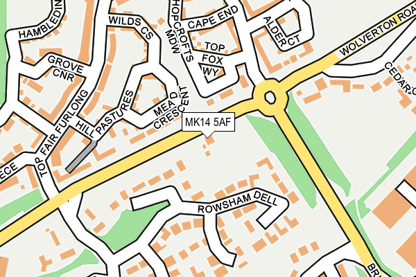 MK14 5AF map - OS OpenMap – Local (Ordnance Survey) MK14 5AF map - OS OpenMap – Local (Ordnance Survey)