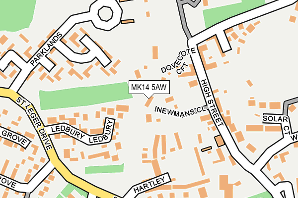 MK14 5AW map - OS OpenMap – Local (Ordnance Survey) MK14 5AW map - OS OpenMap – Local (Ordnance Survey)
