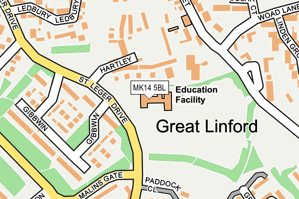 MK14 5BL map - OS OpenMap – Local (Ordnance Survey) MK14 5BL map - OS OpenMap – Local (Ordnance Survey)